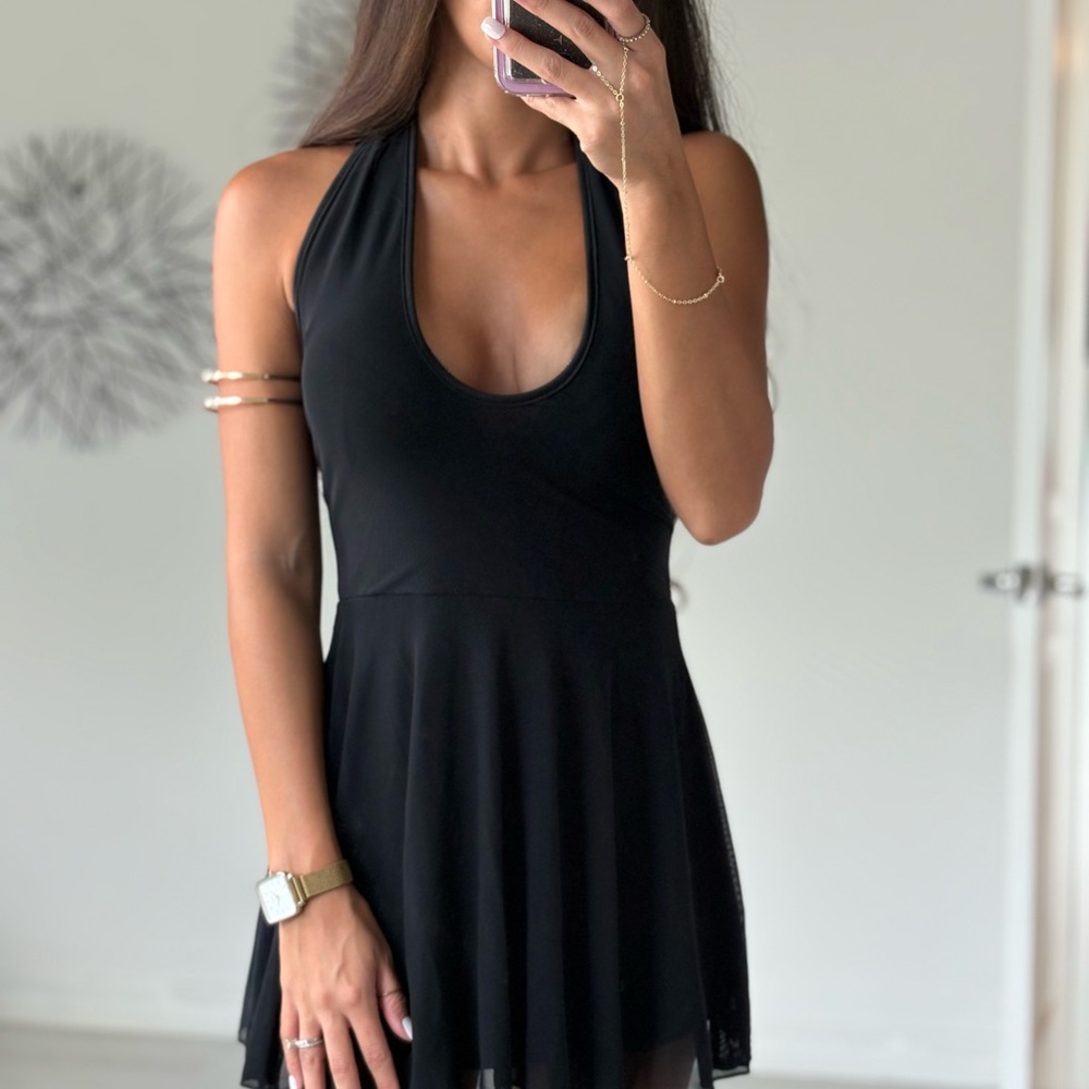 Elegant Black Halter Dress